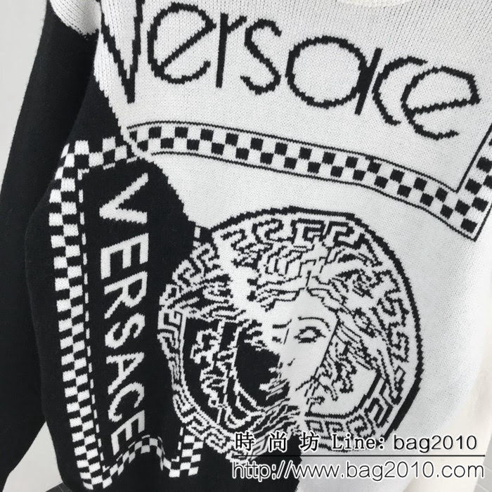 Versace範思哲 18ss秋冬新款 美杜莎提花拼色圖案針織毛衣 官網同步發售 男女同款 ydi2282